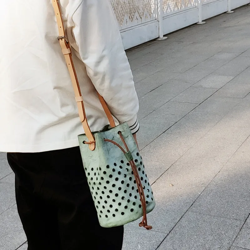 Ladies Handmade Waxed Leather Crossbody Bag Side Bags For Women