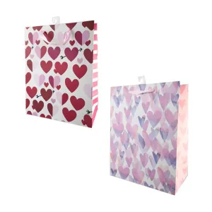 Large Valentine Hearts Matte Gift Bag - 26cm x 32cm