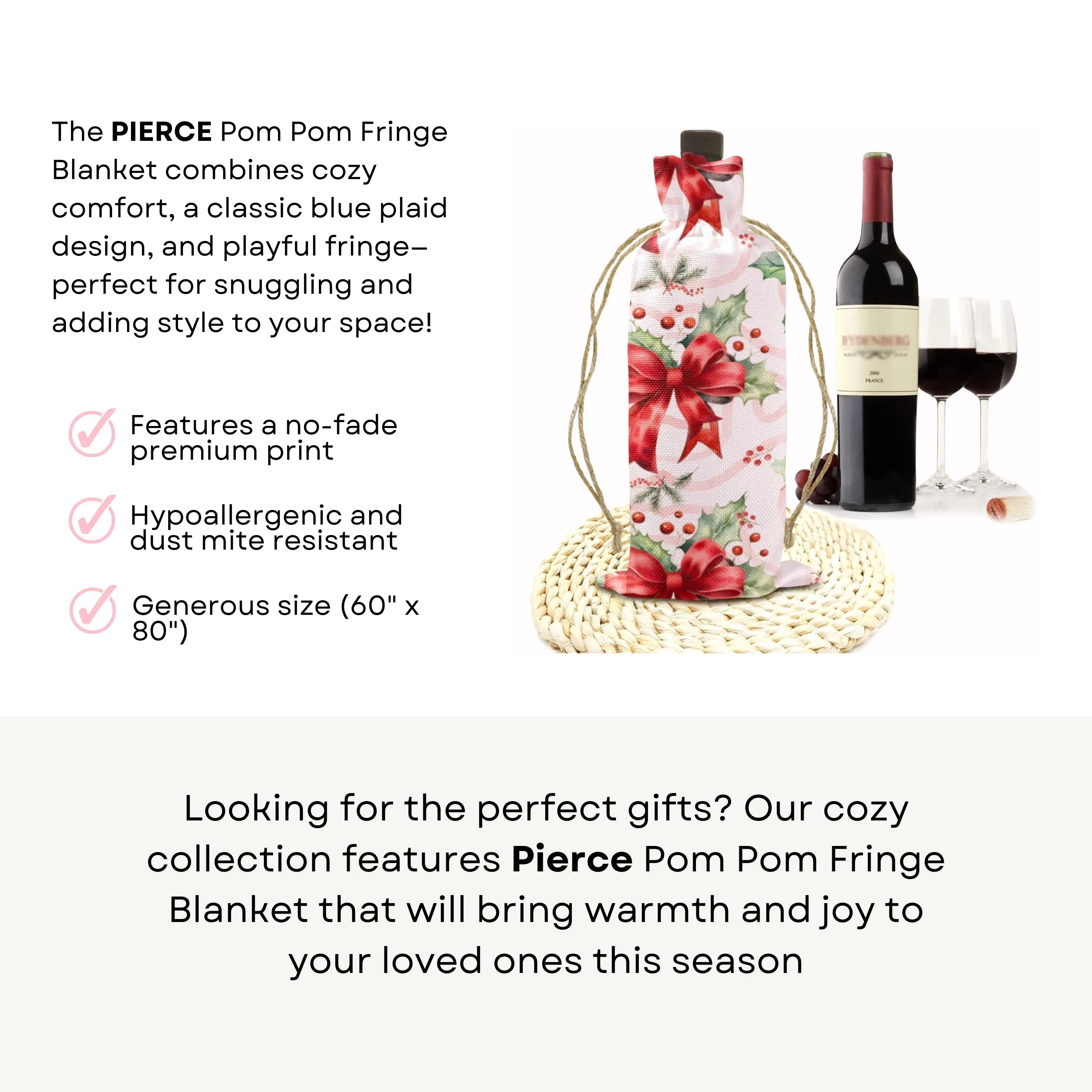 Linen Wine Bottle Bag Christmas Wine Bottle Bag Holiday Gift Wrap Eco-Friendly Wine Presentation