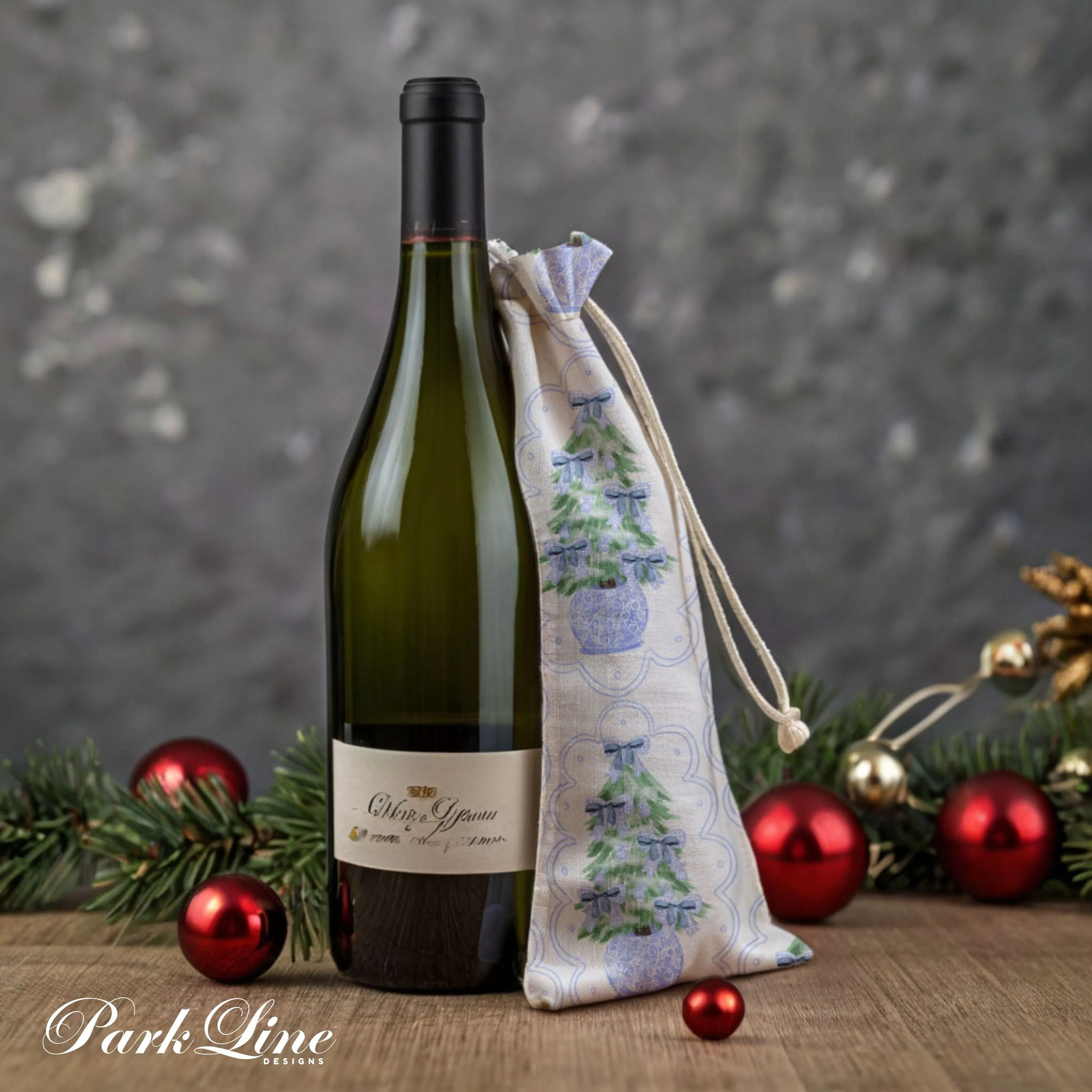 Linen Wine Bottle Bag Christmas Wine Bottle Bag Holiday Gift Wrap Eco-Friendly Wine Presentation