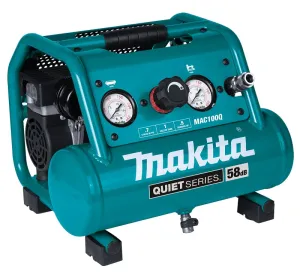 Makita QUIET Series MAC100Q Portable Electric Air Compressor, Tool Only, 1 gal Tank, 1/2 hp, 120 V, 135 psi Pressure :EA: QUANTITY: 1