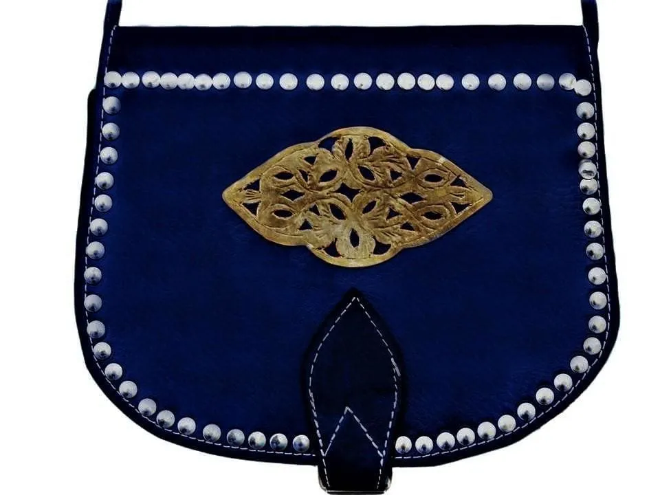 Médaillon Leather Bag - M'damma - Blue