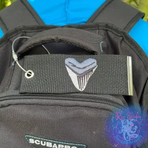 Megalodon Shark Tooth Luggage Tag, Personalized Embroidered Bag Tag