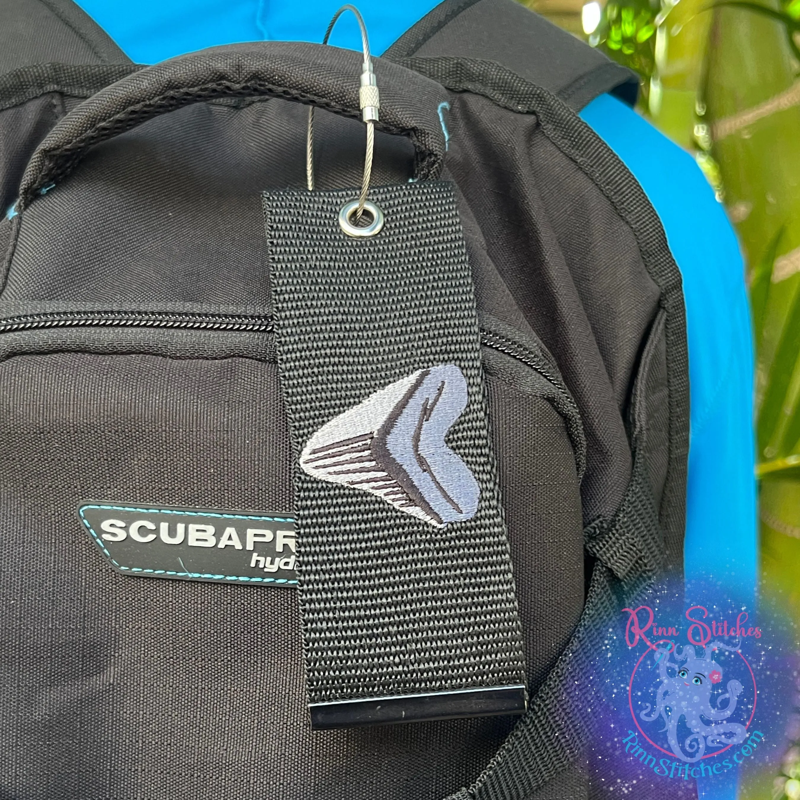 Megalodon Shark Tooth Luggage Tag, Personalized Embroidered Bag Tag