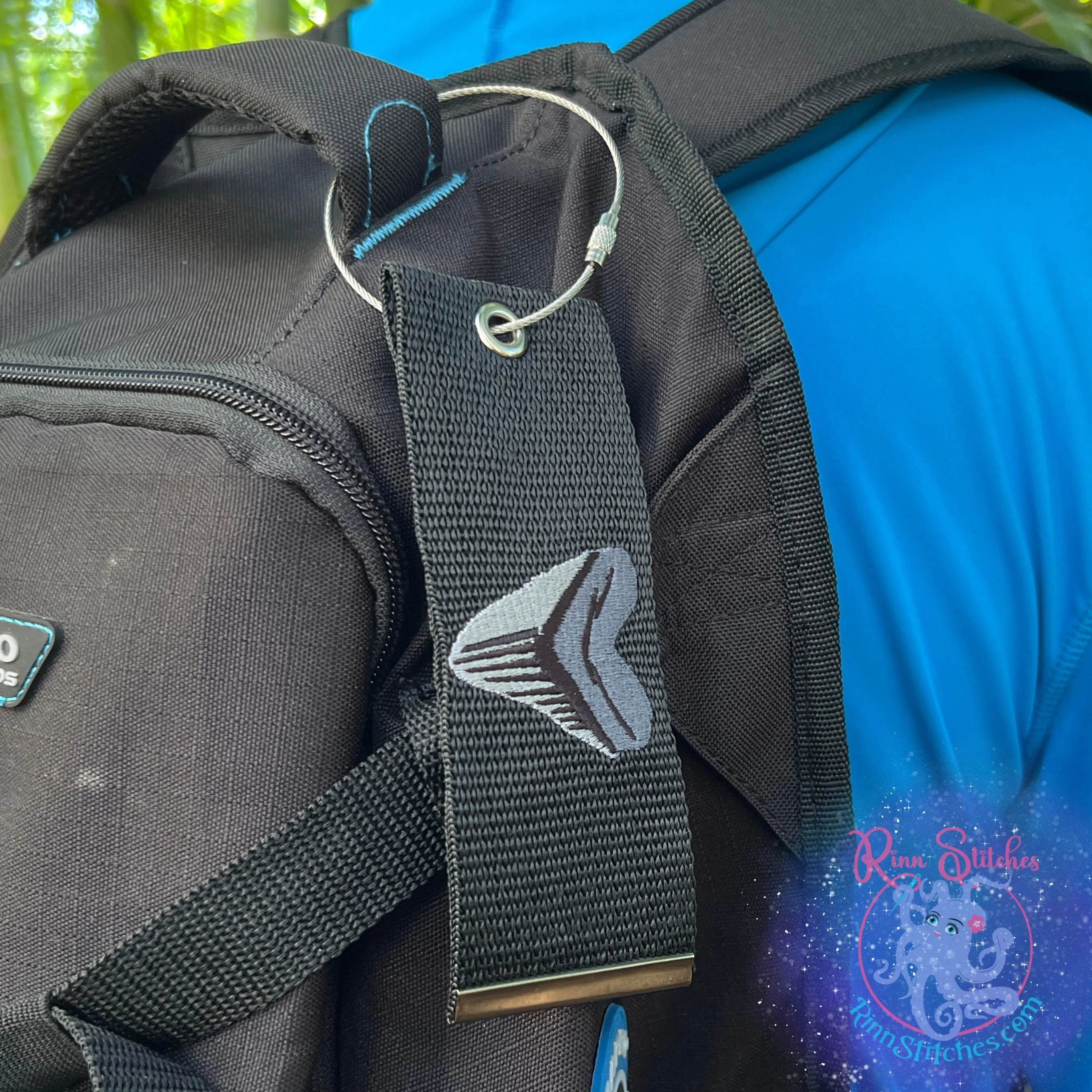 Megalodon Shark Tooth Luggage Tag, Personalized Embroidered Bag Tag