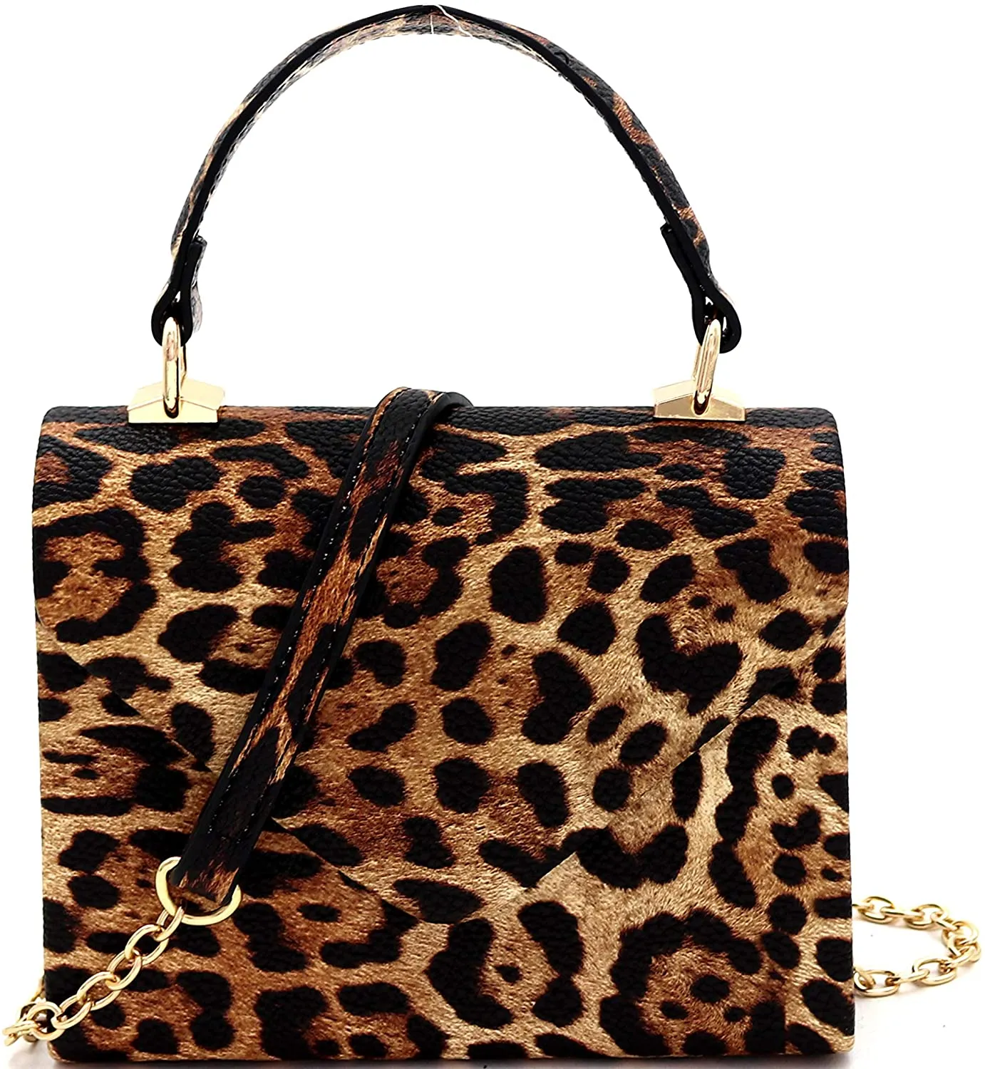Mini Retro Leopard Patent Purple Box Flap leather Satchel Crossbody Handbag