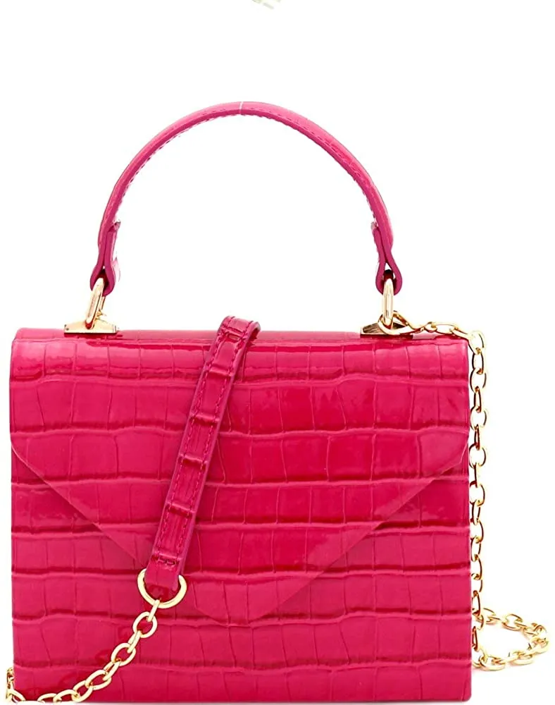 Mini Retro Leopard Patent Purple Box Flap leather Satchel Crossbody Handbag
