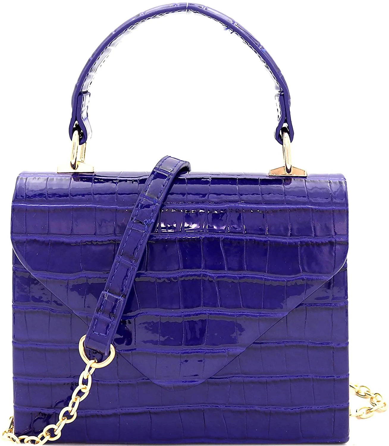 Mini Retro Leopard Patent Purple Box Flap leather Satchel Crossbody Handbag