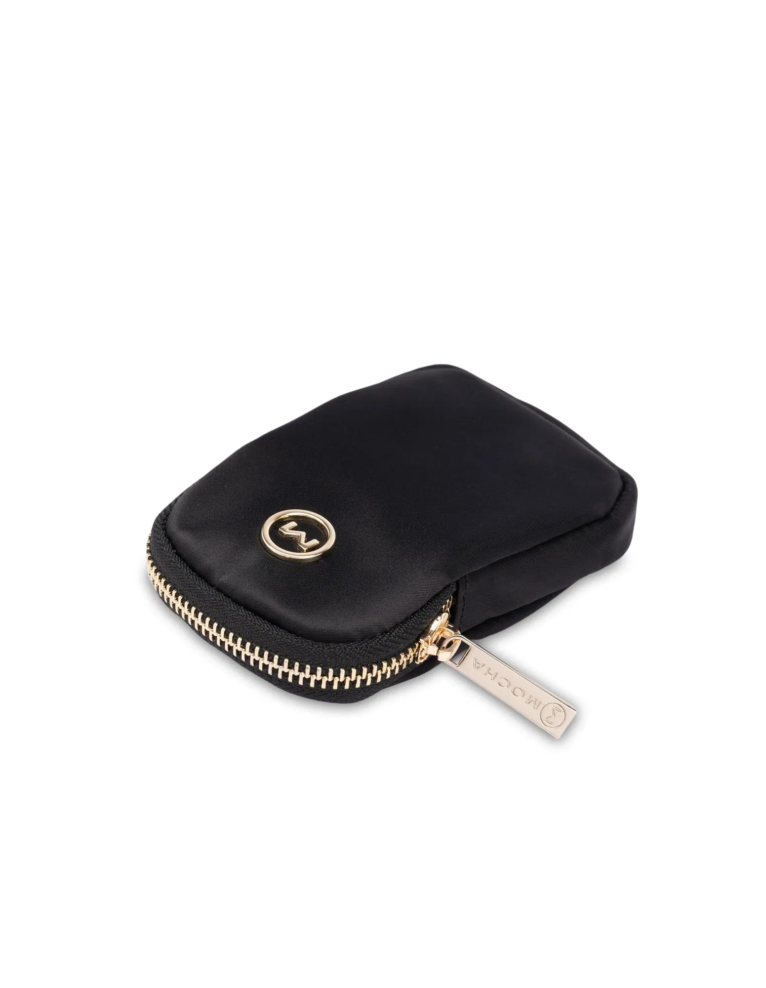 Mocha Ebby Mini Pouch- Black/ Gold