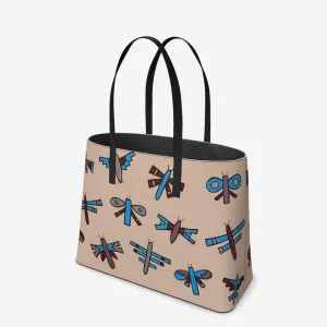 Native Dragonflies Leather Tote