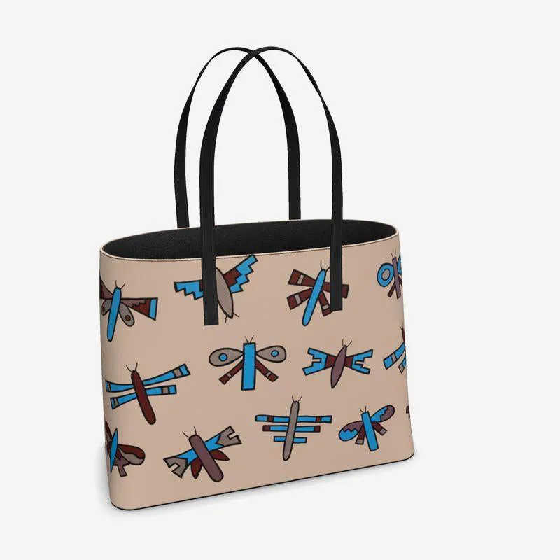 Native Dragonflies Leather Tote