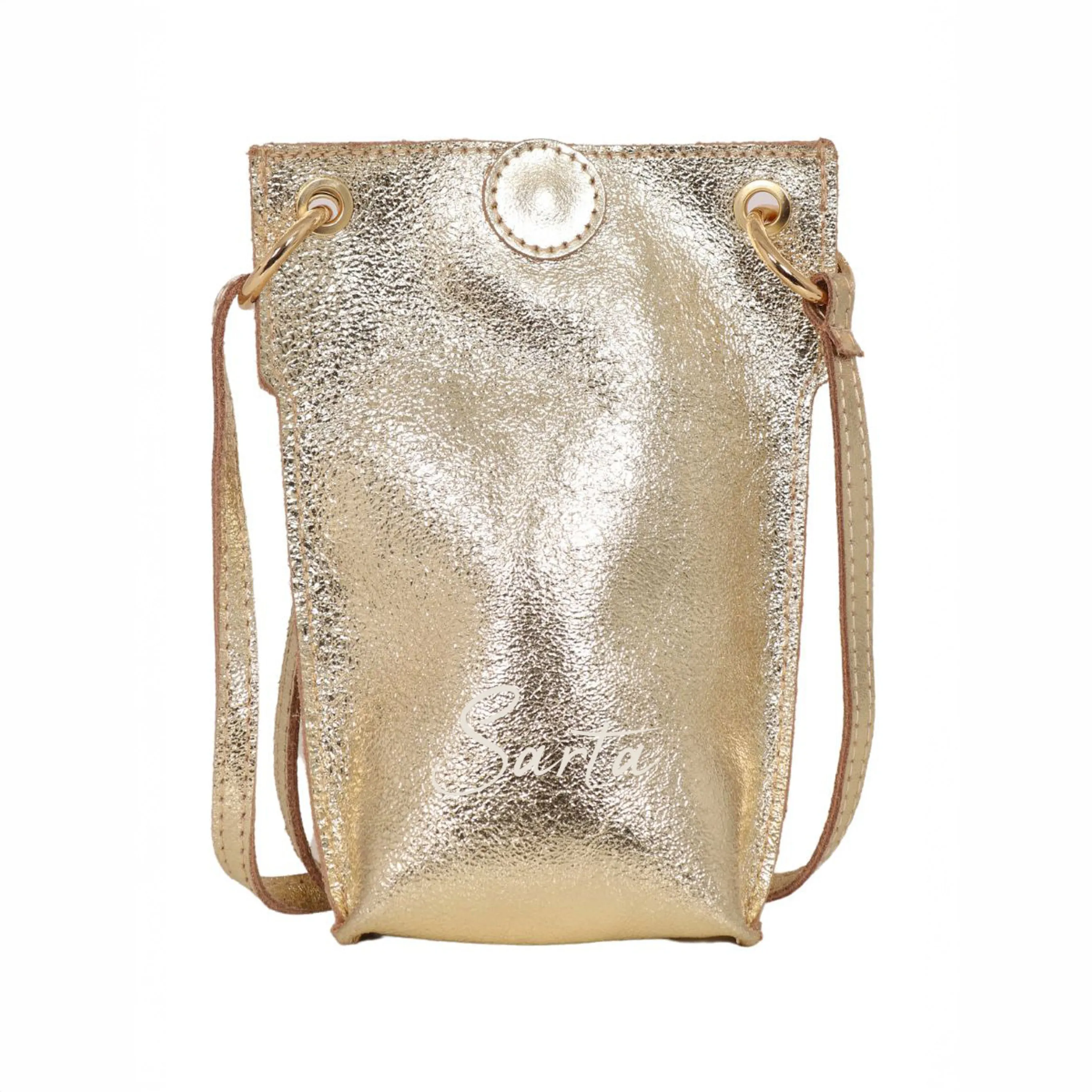 Nova - Italian Leather Phone Pouch - Gold, Metallic