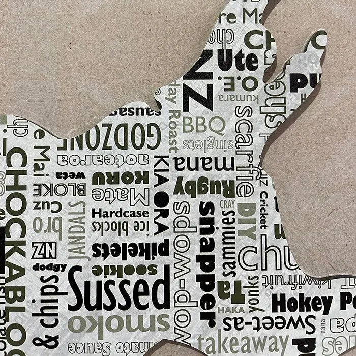 NZ Kiwiana Newspaper Map Wall Art