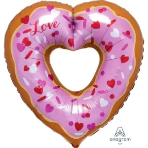 Open Heart Donut Foil Balloon - 63cm x 66cm