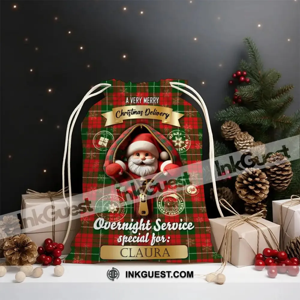 Overnight Express Custom Name, Personalized String Bag, Christmas Gift