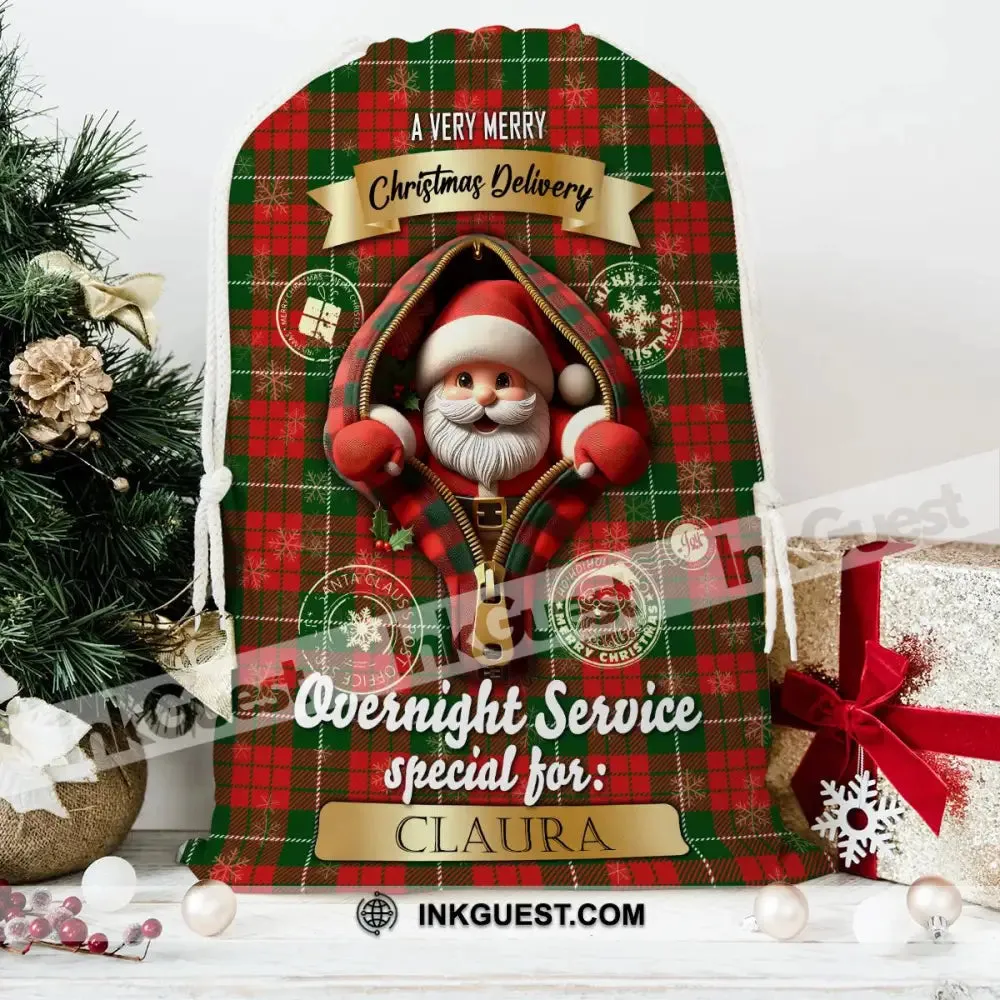 Overnight Express Custom Name, Personalized String Bag, Christmas Gift
