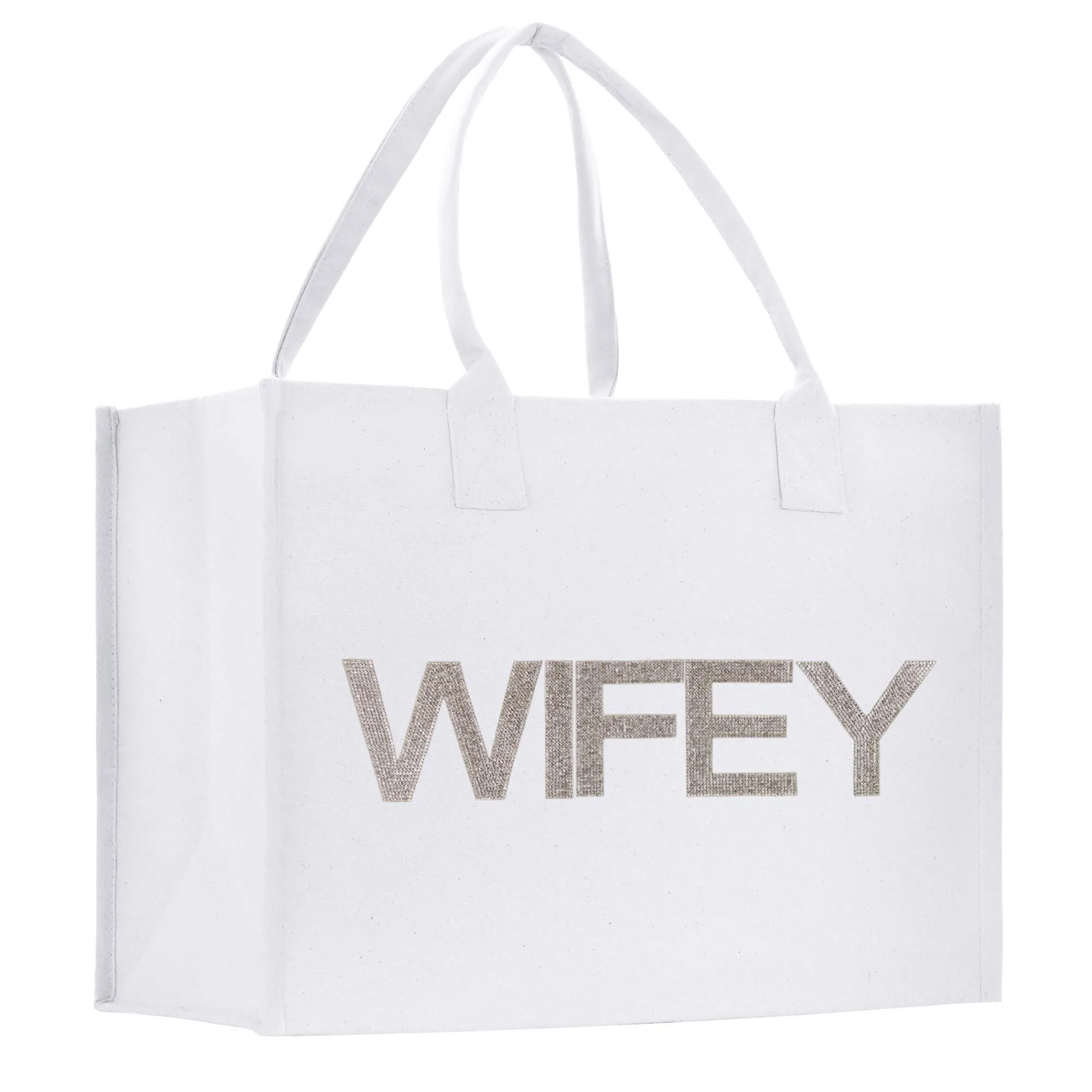Pearl Letters Wifey Wedding Tote Bridal Shower Gift Honeymoon Gift Customized Wedding Gift Bridesmaid Gift (BTB1031)