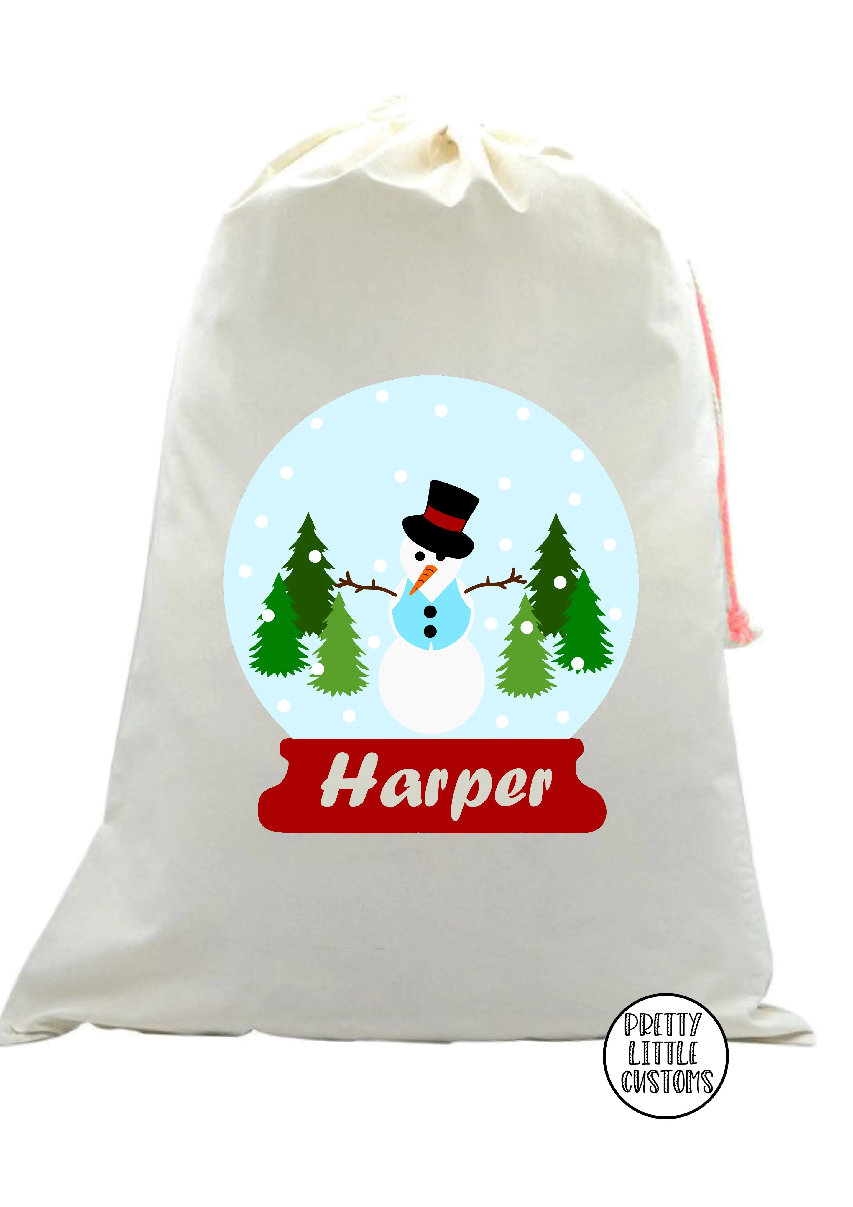 Personalised Christmas Santa Sack -  (your name) - Snow globe