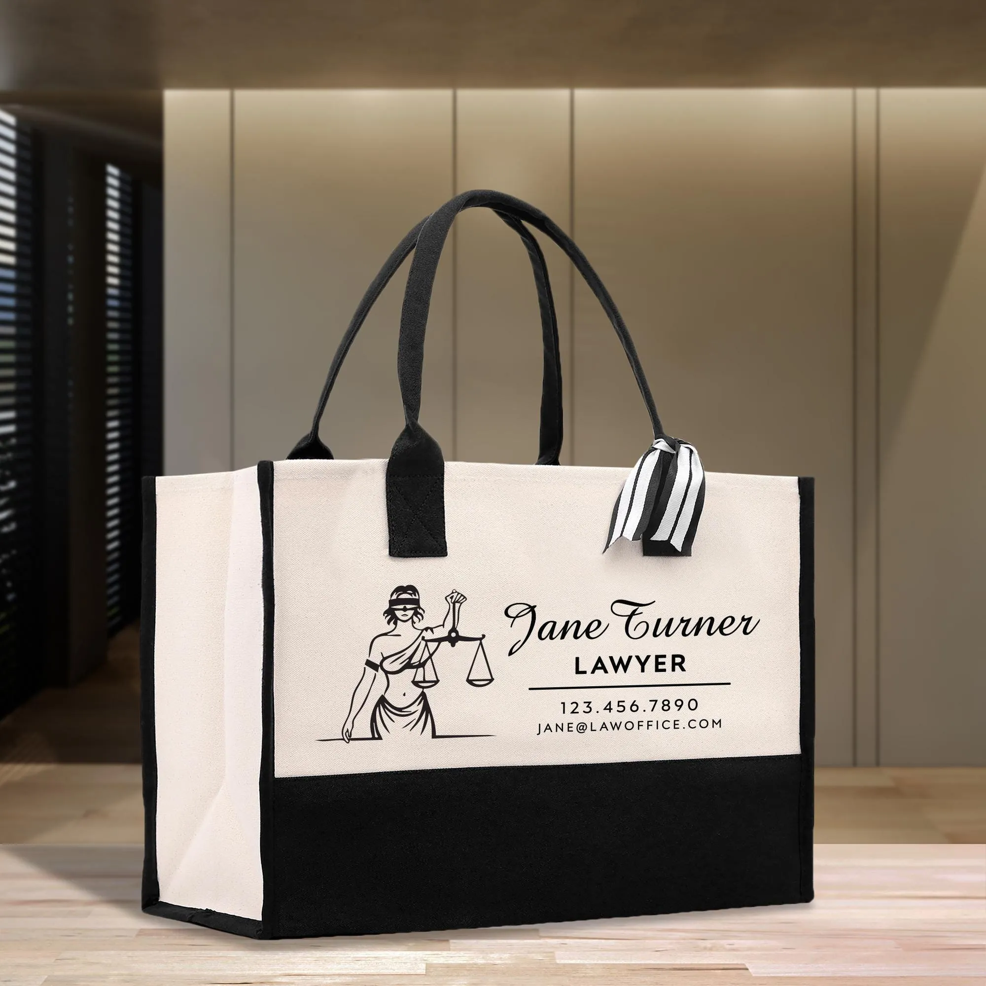 Personalized Lawyer Cotton Canvas Tote Bag Custom Attorney Tote Law Student Gift Bag Lady Justice Tote Paralegal Gift Bag for Her (LAWT1001)
