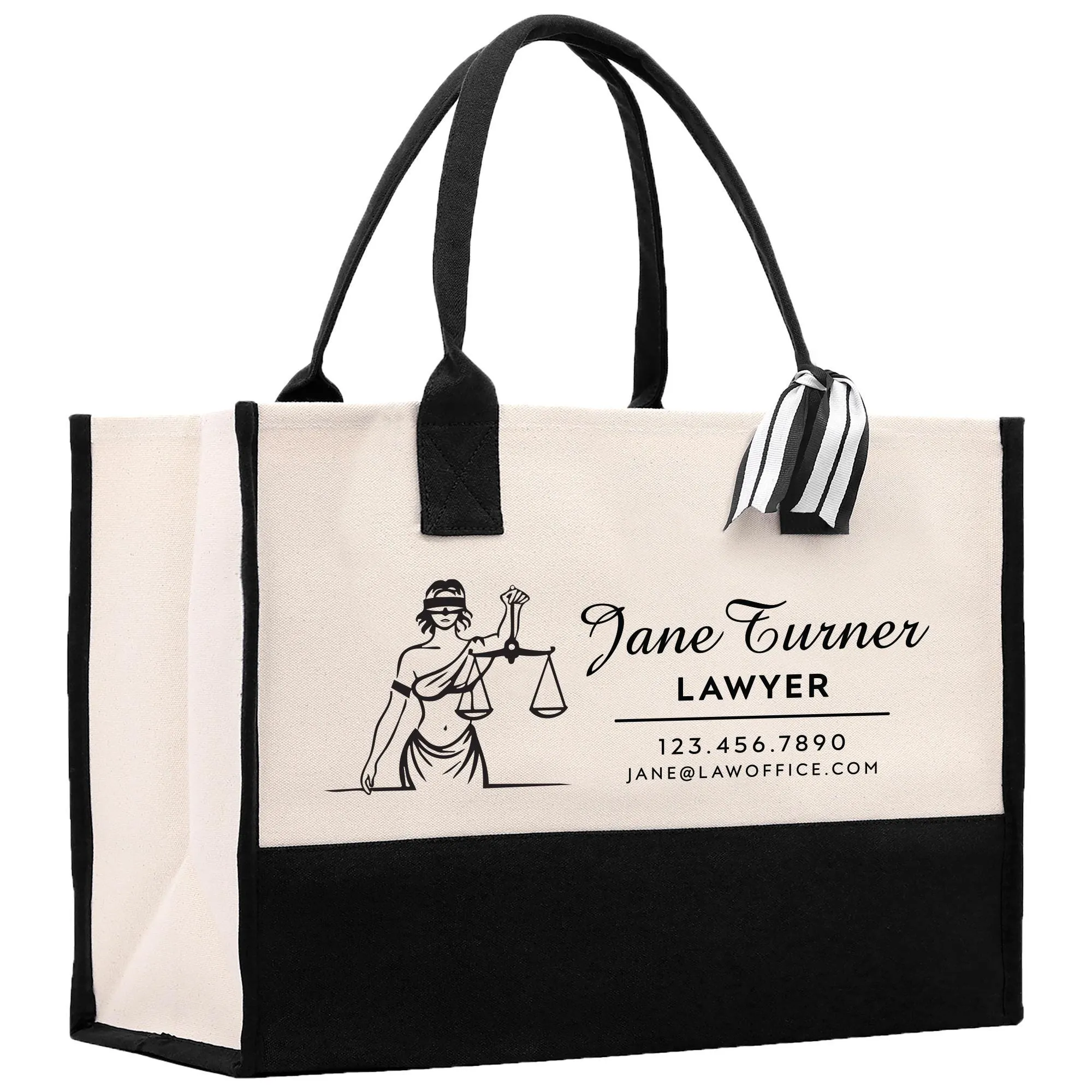 Personalized Lawyer Cotton Canvas Tote Bag Custom Attorney Tote Law Student Gift Bag Lady Justice Tote Paralegal Gift Bag for Her (LAWT1001)