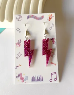 Pink Lightning Bolt dangles