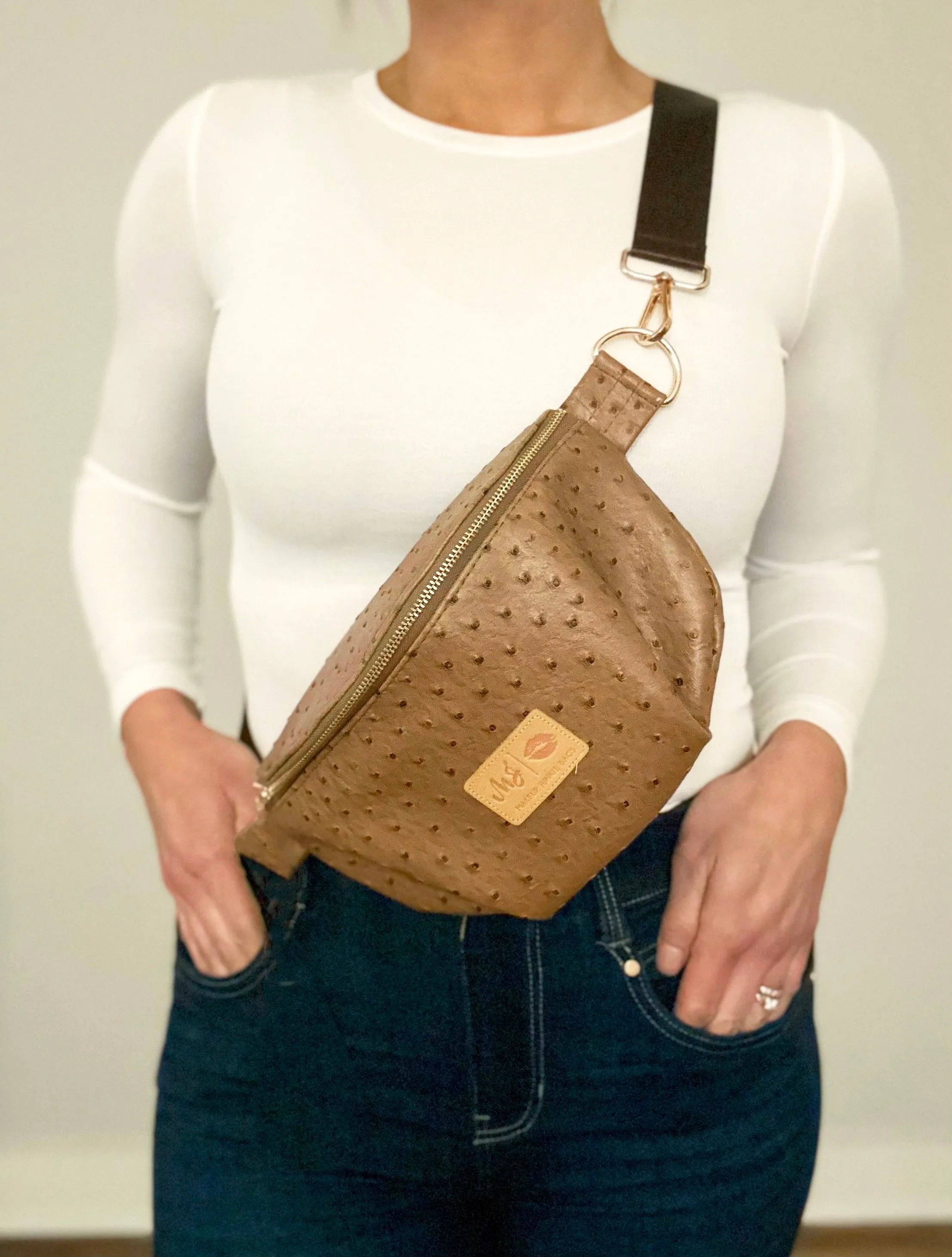 Places To Go Bum Bag Brown Ostrich