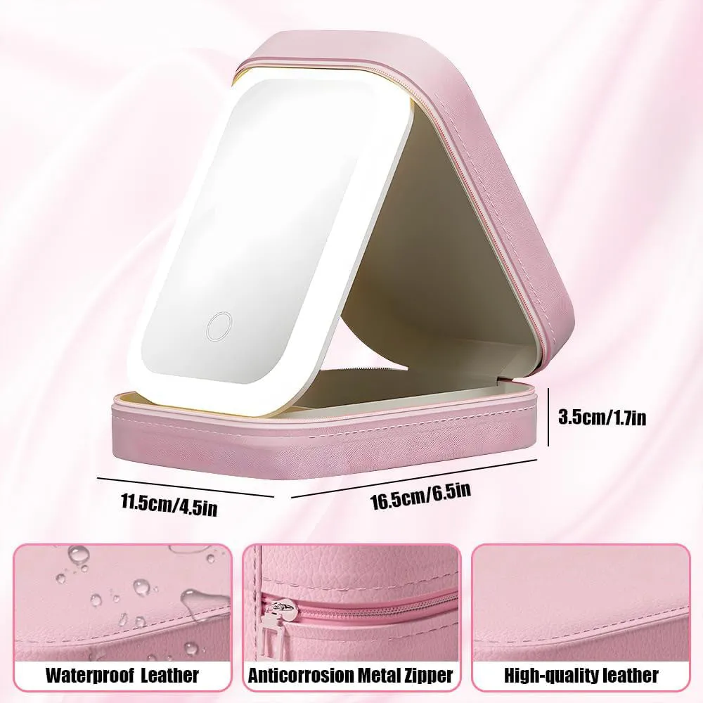 Portable Makeup Storage Bag with LED Mirror