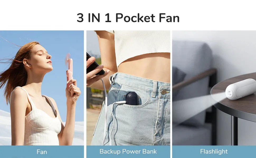 Portable Rechargeable USB Mini Flashlight Pocket Fan