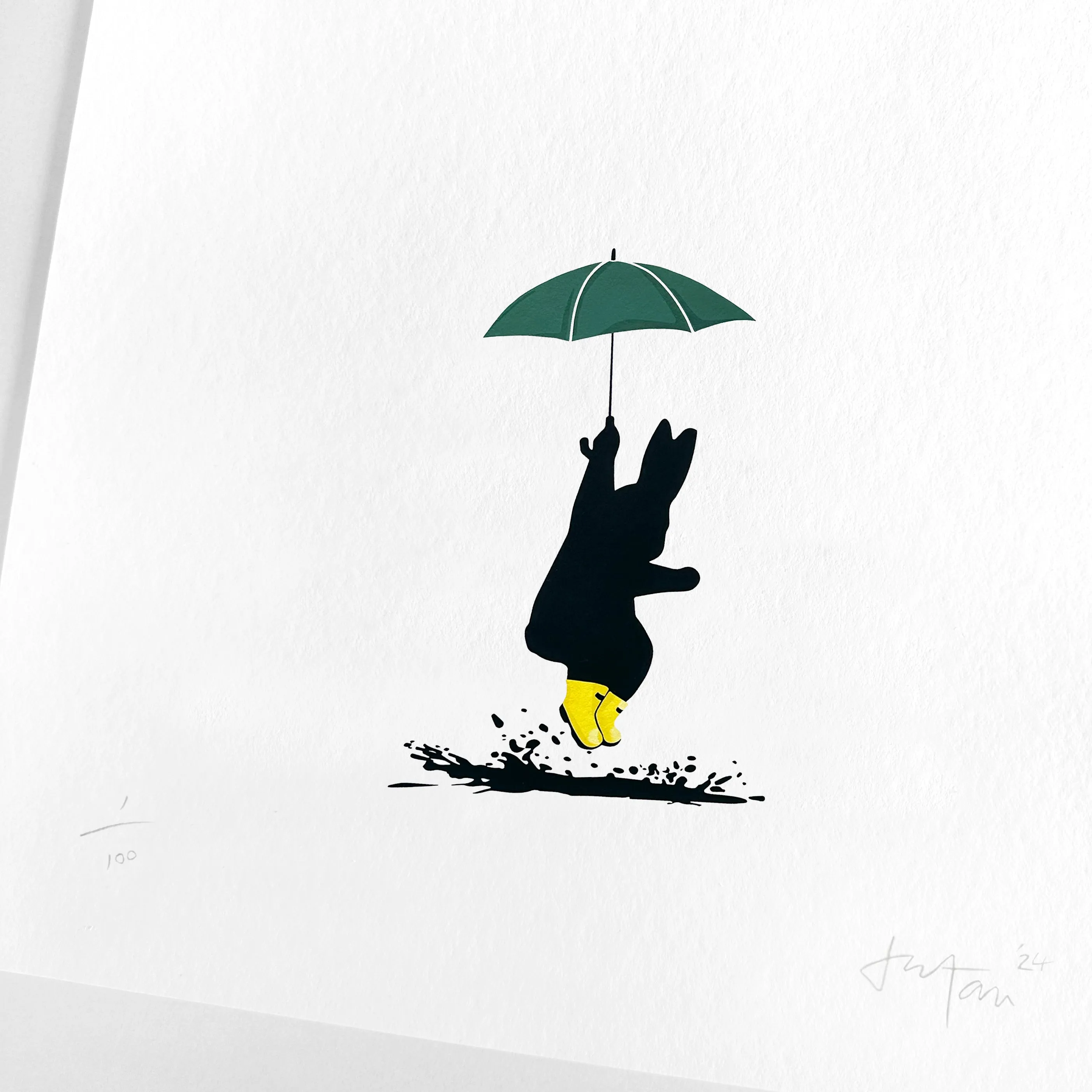 Puddle Jumping Rabbit Print