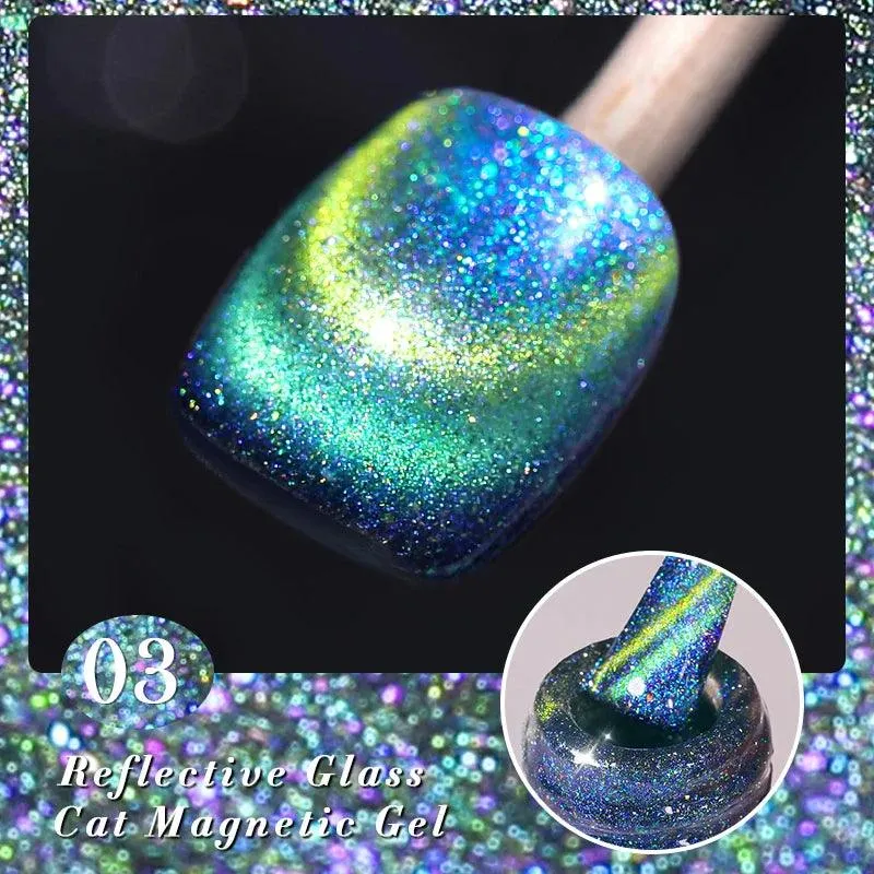 Rainbow Cat Eye Magnetic Gel Polish: Dazzling Color Shifting Varnish