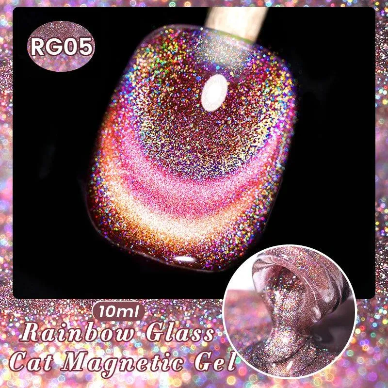 Rainbow Cat Eye Magnetic Gel Polish: Dazzling Color Shifting Varnish