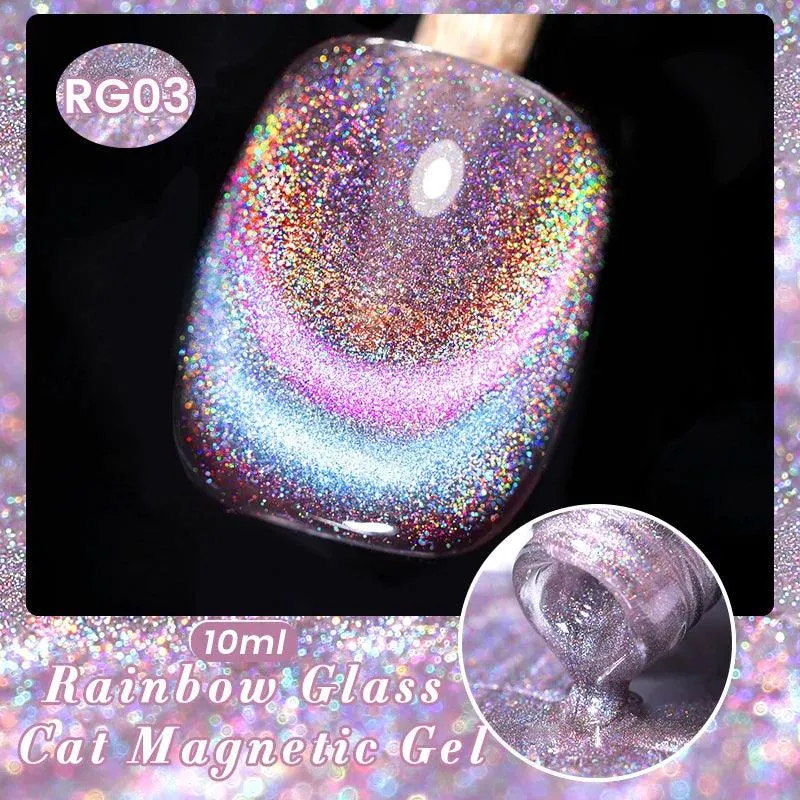 Rainbow Cat Eye Magnetic Gel Polish: Dazzling Color Shifting Varnish