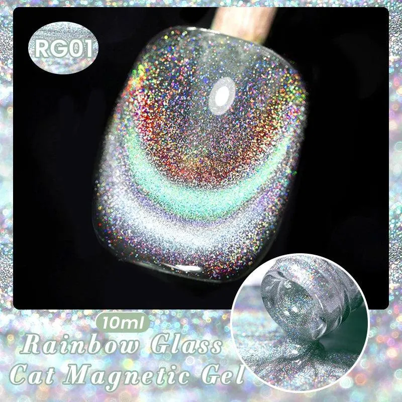 Rainbow Cat Eye Magnetic Gel Polish: Dazzling Color Shifting Varnish