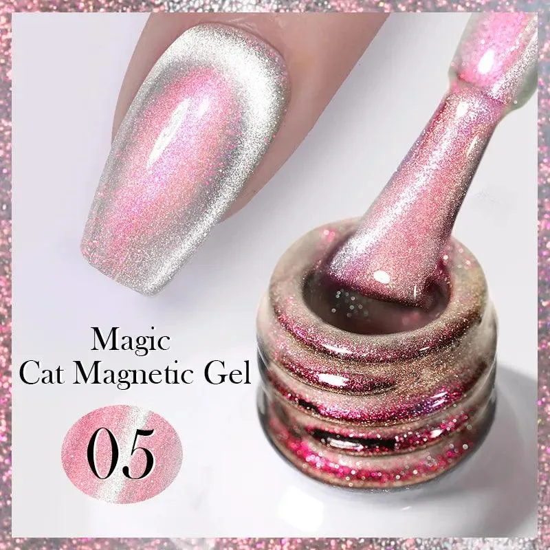 Rainbow Cat Eye Magnetic Gel Polish: Dazzling Color Shifting Varnish