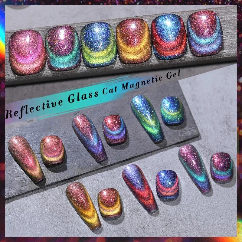 Rainbow Cat Eye Magnetic Gel Polish: Dazzling Color Shifting Varnish