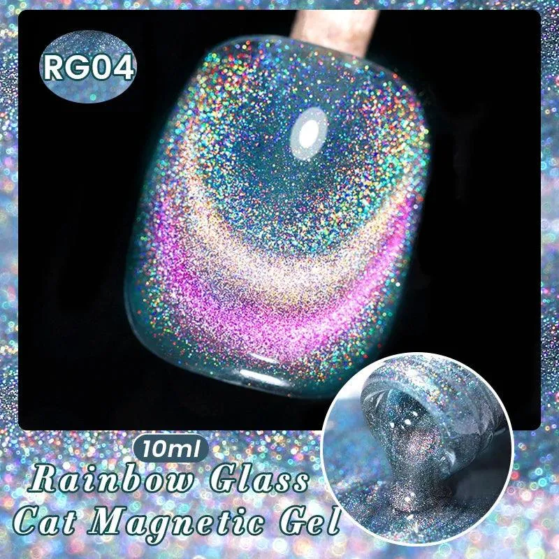 Rainbow Cat Eye Magnetic Gel Polish: Dazzling Color Shifting Varnish