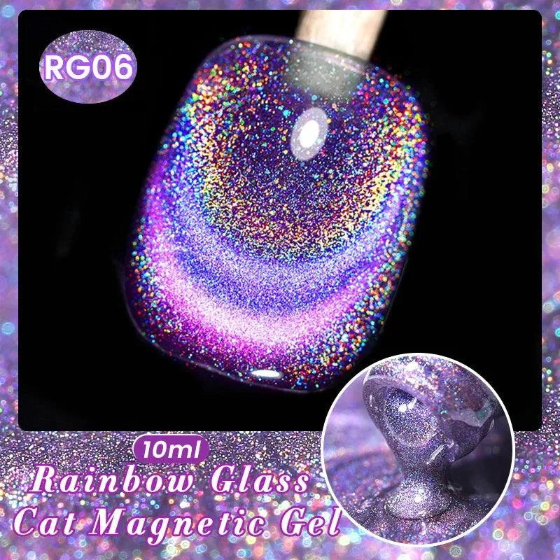 Rainbow Cat Eye Magnetic Gel Polish: Dazzling Color Shifting Varnish