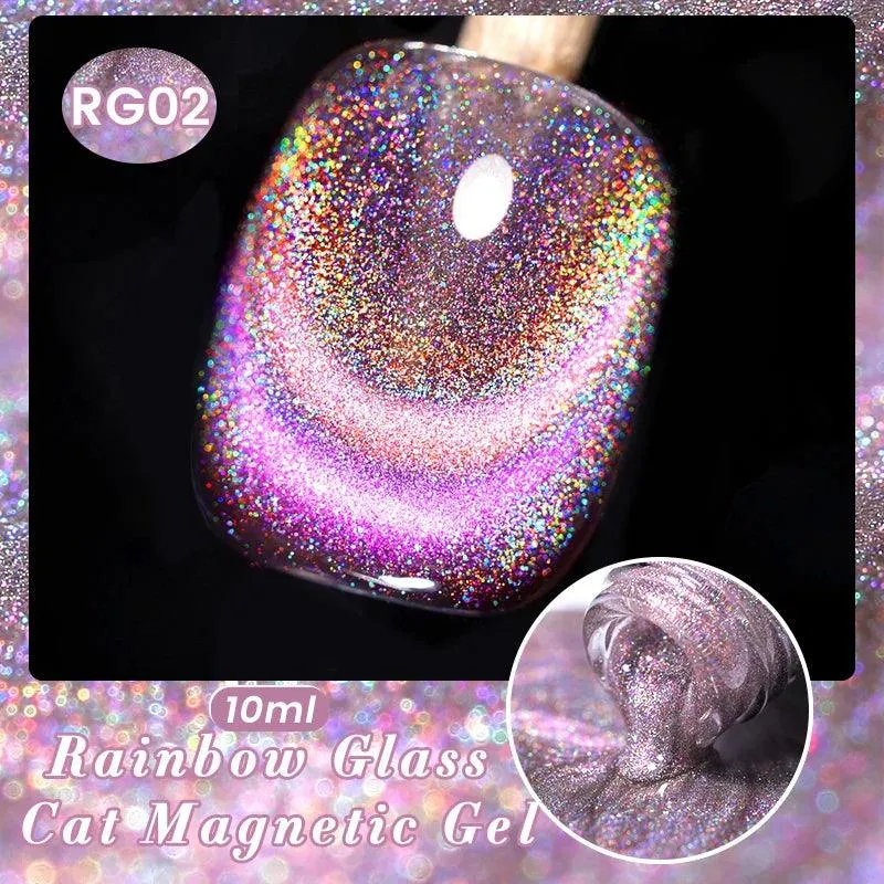 Rainbow Cat Eye Magnetic Gel Polish: Dazzling Color Shifting Varnish