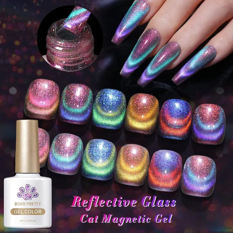 Rainbow Cat Eye Magnetic Gel Polish: Dazzling Color Shifting Varnish