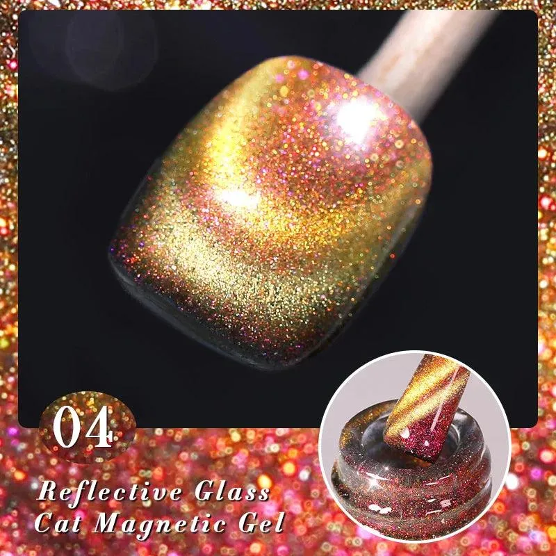 Rainbow Cat Eye Magnetic Gel Polish: Dazzling Color Shifting Varnish