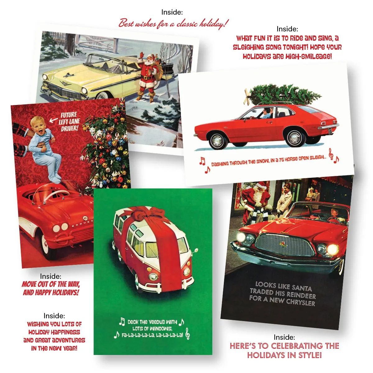Retro Holiday Card Set - Classic Cars