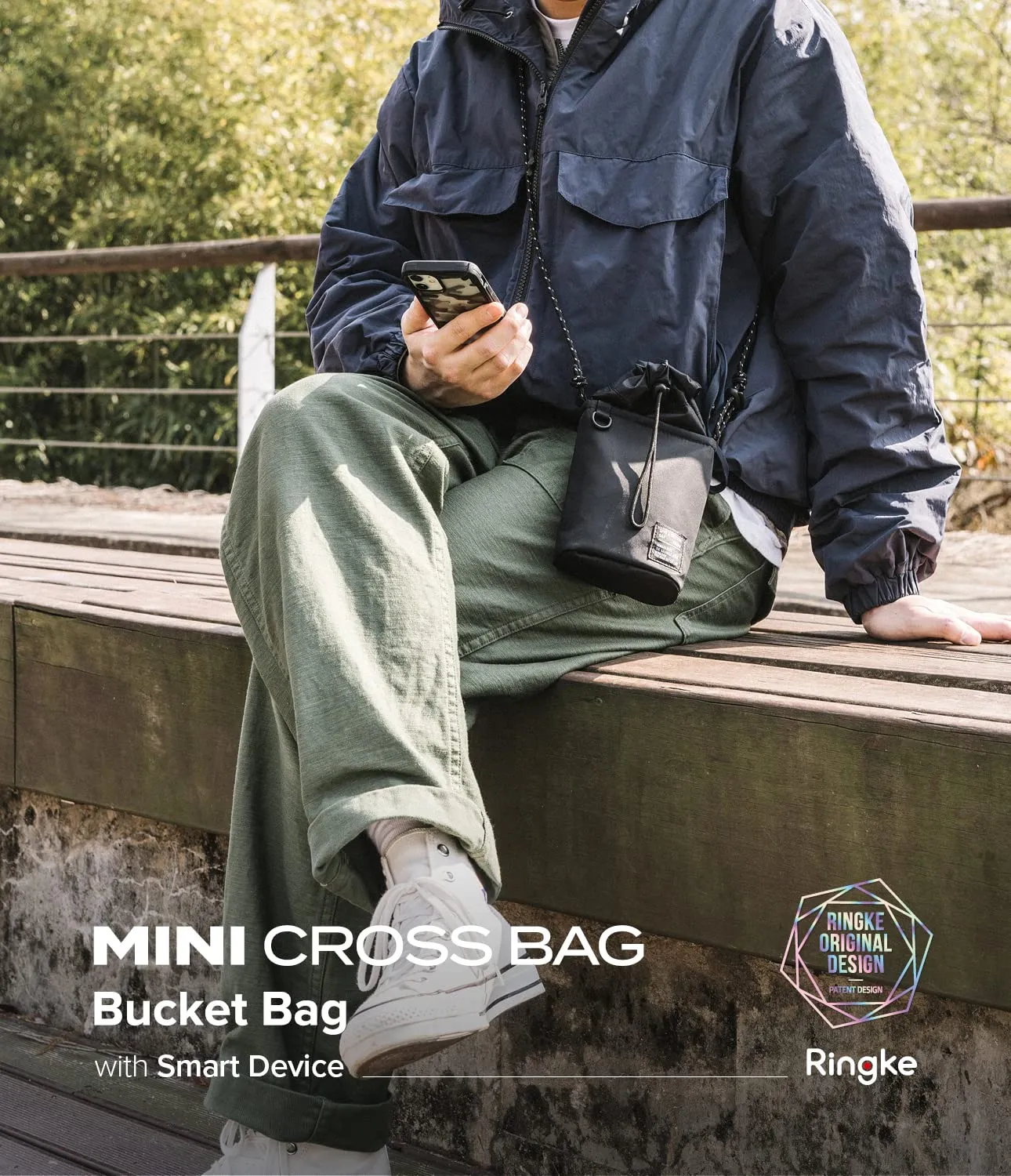 Ringke Mini Cross Bag Bucket Bag for Smartphones Small Accessories and Others-Black