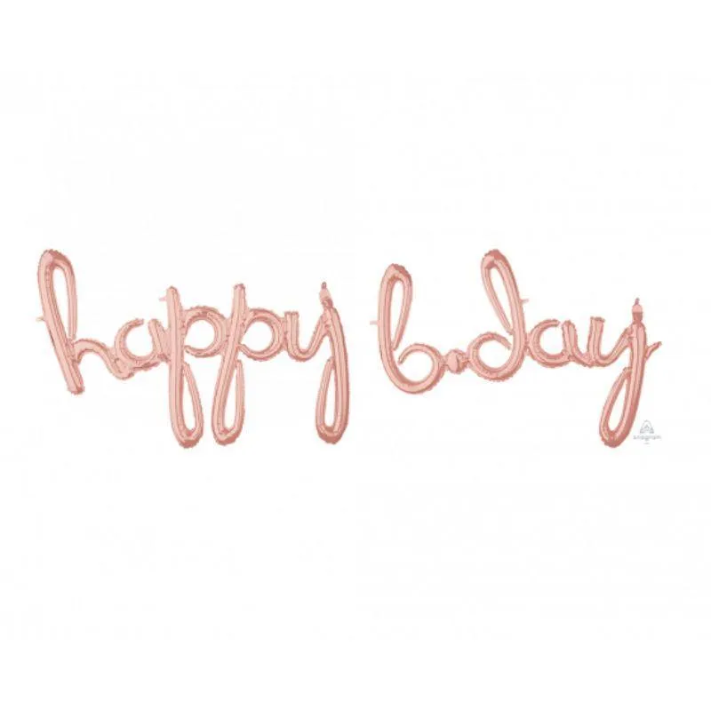 Rose Gold HBD Phrase Foil Balloon