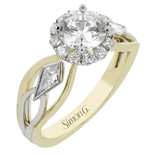 Round-Cut Halo Engagement Ring In 18k Gold With Diamonds
