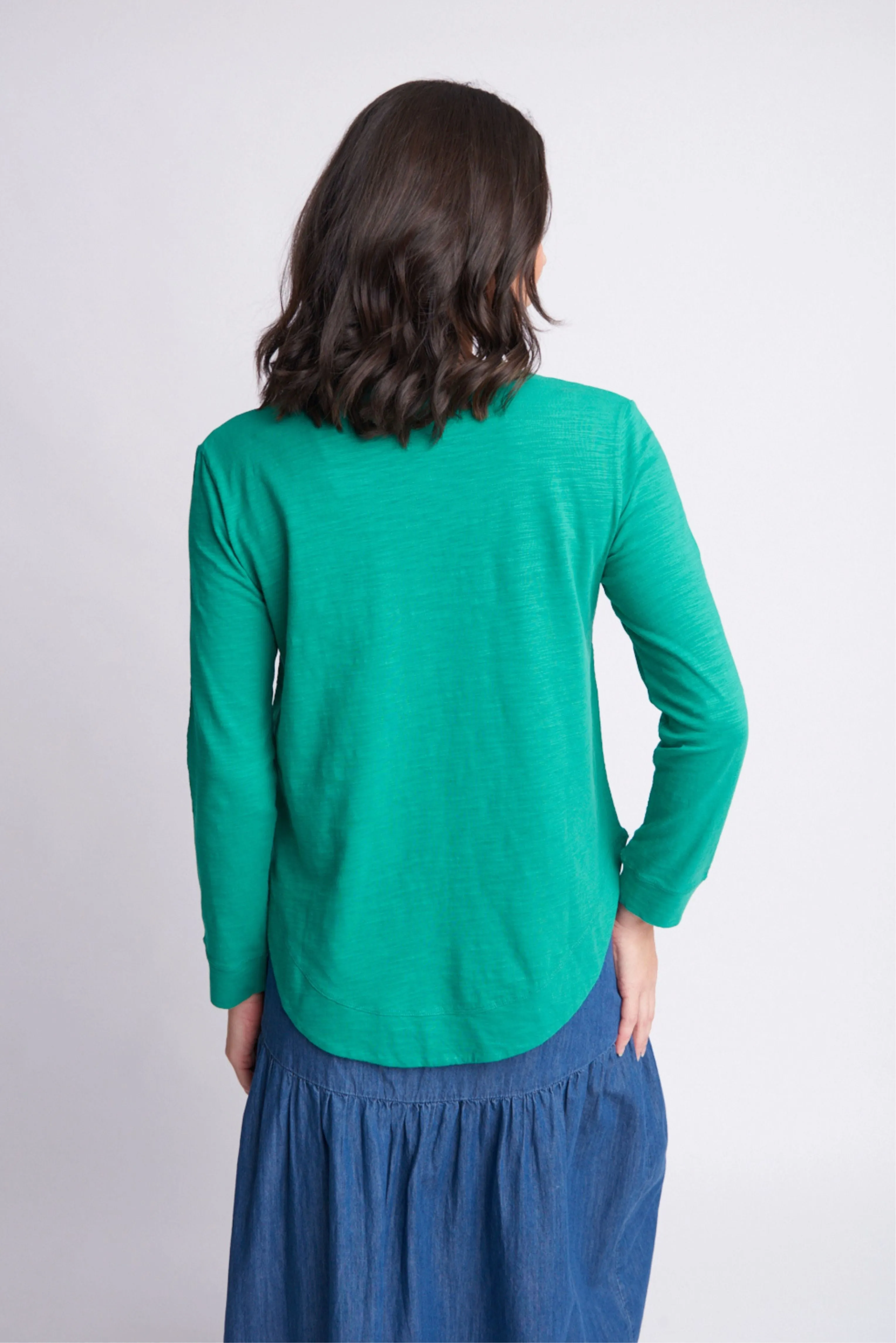 Shaped Hem Cotton Tee Greenlake