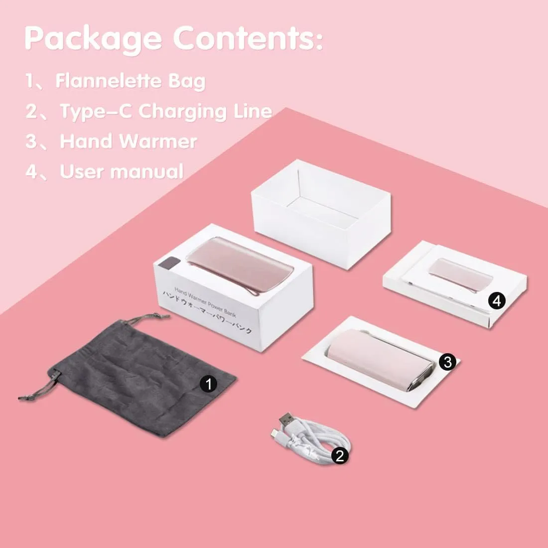 Smarkey Rechargeable Hand Warmer Electric Handwarmers Hot Pocket Warmer Portable Heating Battery 10000mAh USB Heated Jacket Battery Power Bank Winter Gift for Women