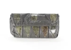 Snakeskin Purse Leather Clutch Gray 80s RETRO Convertible Bag Crossbody Leaf Patchwork Python Purse