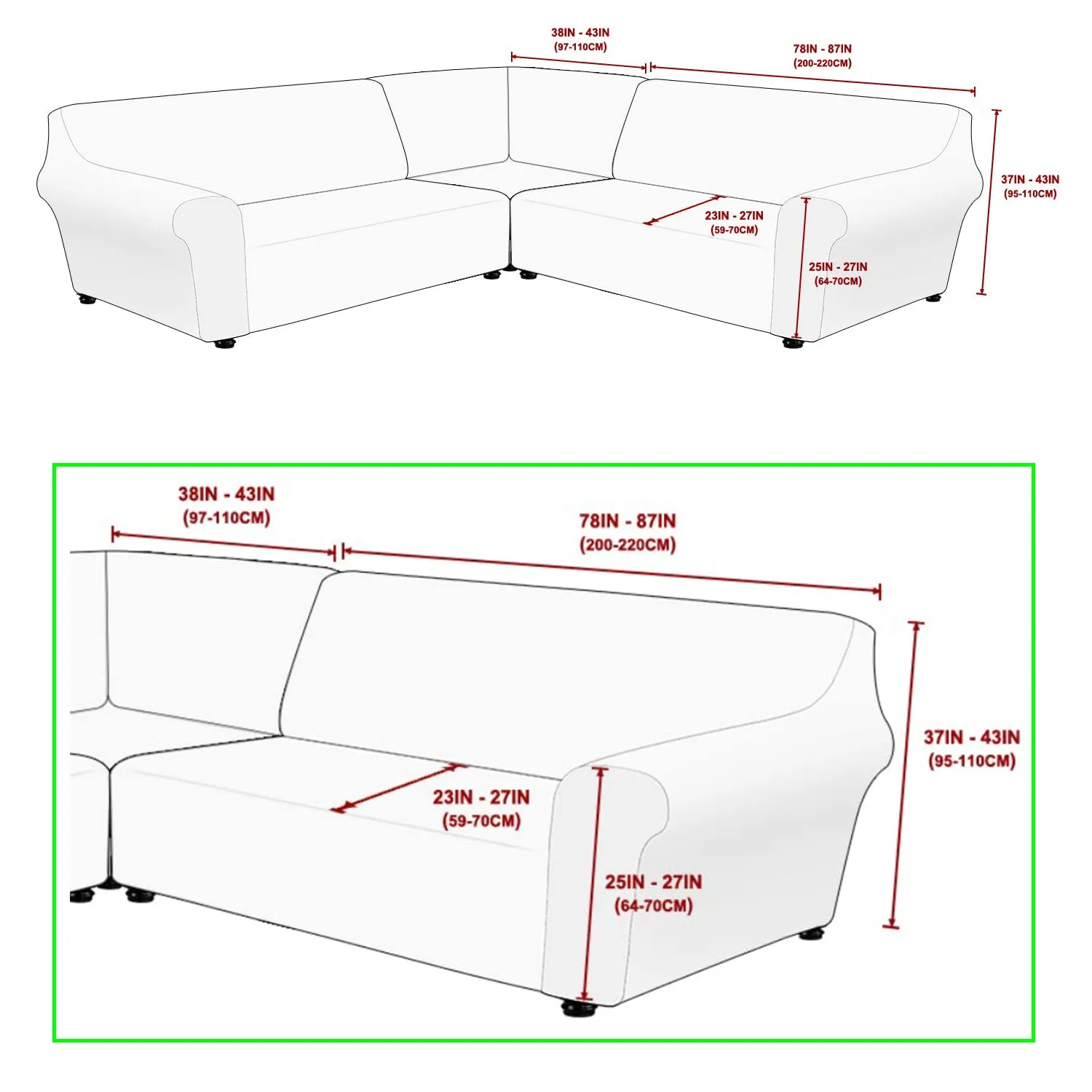 Soft Velvet L-Shaped Sofa Cover 3 Pieces