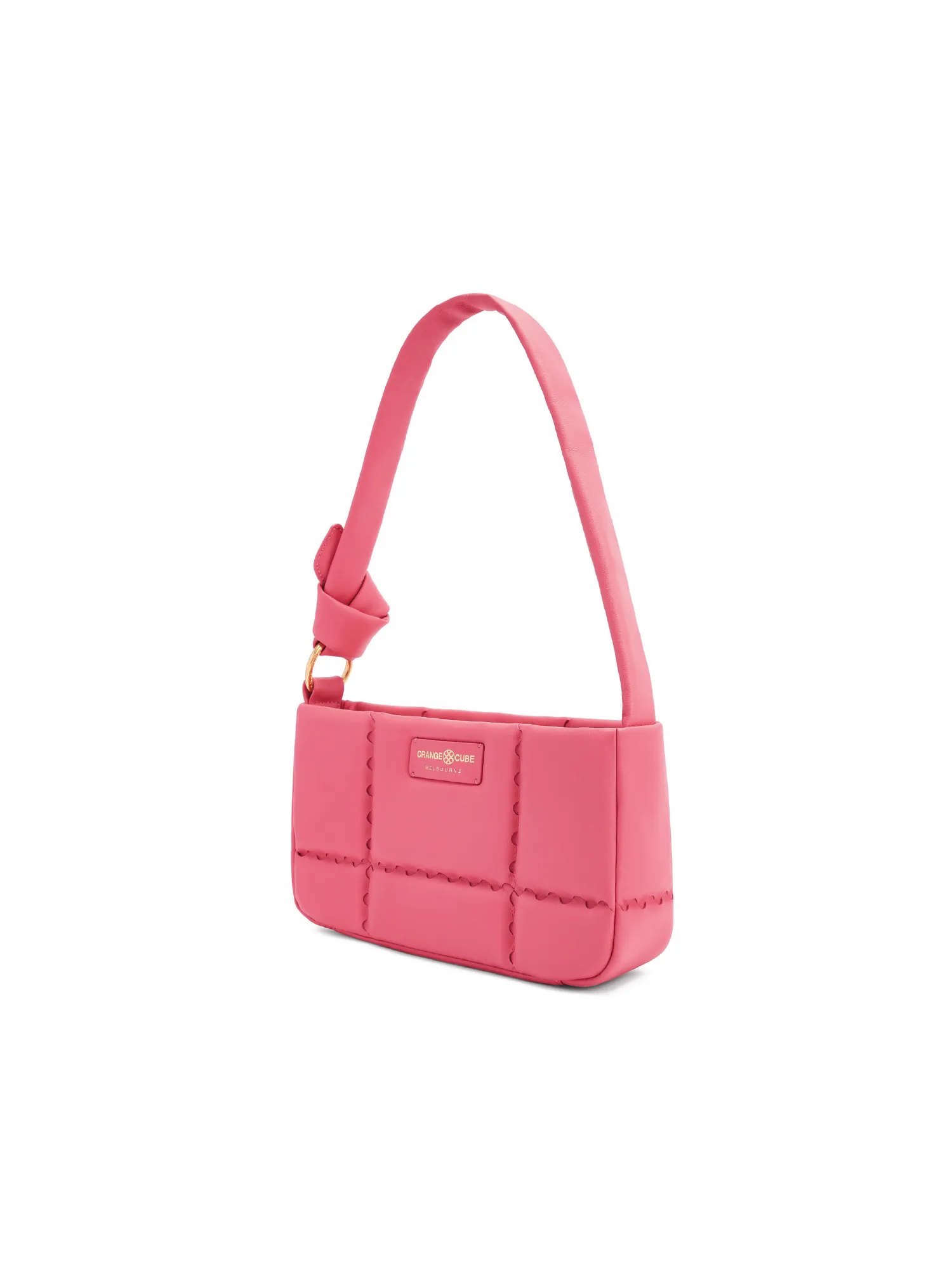 Square Stitch Cushion Shoulder Bag - Coral