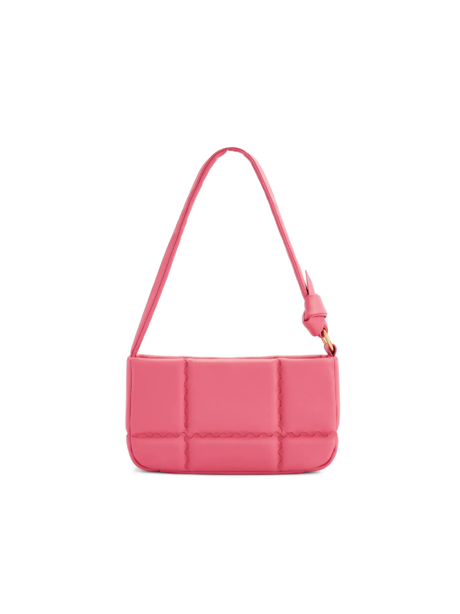 Square Stitch Cushion Shoulder Bag - Coral